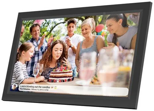 Denver PFF-1503BMK2 - Digitaler 15,6 Zoll Wi-Fi Bilderrahmen, Full HD IPS Touchscreen mit FRAMEO Software für einfaches Teilen von Erinnerungen