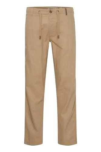 Indicode IDIves Herren Leinenhose Sommerhose Lange Stoffhose mit Kordel Gürtelschlaufen Leinenmix Eingrifftaschen Regular fit, Größe:XL, Farbe:Fog (004)