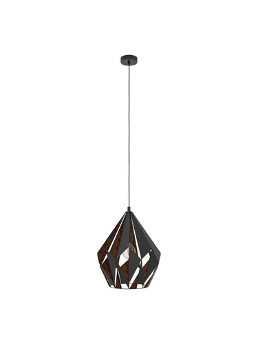 EGLO CARLTON 1 Hängeleuchte – Stilvolle Pendelleuchte in Schwarz und Kupfer - Lampen – Geometrische Öffnungen erzeugen faszinierende Licht- und Schattenspiele, ideal für moderne Vintage-Einrichtungen im Wohnzimmer oder Esszimmer.