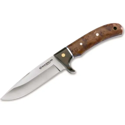 Böker Jagdmesser Magnum Elk Hunter mit Lederscheide - Outdoor- und Survivalmesser mit 11 cm Droppoint-Klinge aus 440A Stahl, ideal zum Ausweiden und Häuten. Lieferung inkl. brauner Sattellederscheide.