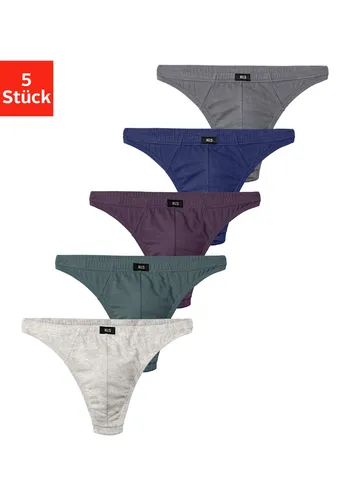 H.I.S String Herren Unterhose (Packung, 5-St) in Baumwollstretch-Qualität, grau-meliert, blau-grün, aubergine, blau, anthrazit