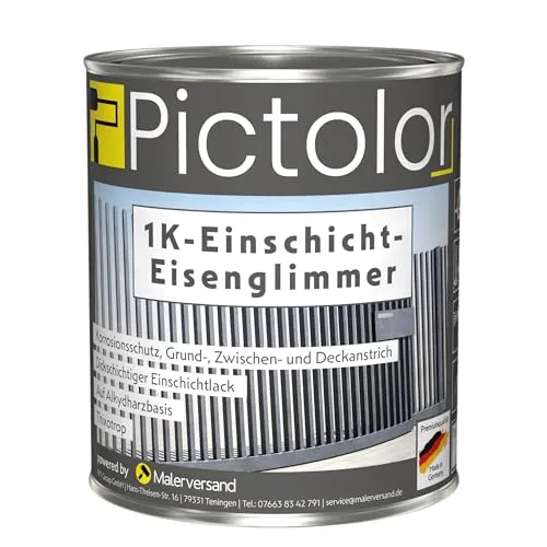Pictolor® 1K-Einschicht-Eisenglimmer - DB 703 - Dunkelgrau - Metallfarben, lösemittelhaltiger Rostschutzlack für langlebigen Schutz auf metallischen Untergründen, thixotrop und ideal für Grund-, Zwischen- oder Endbeschichtung.