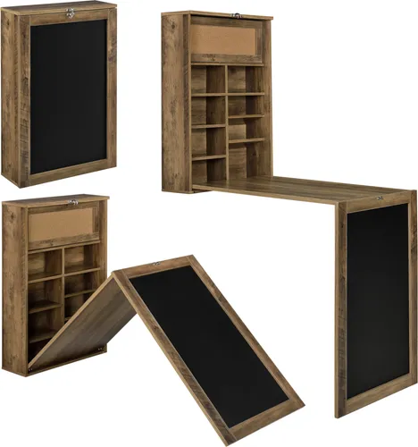 [en.casa] Wandklapptisch Kläppen - Platzsparender Wandschreibtisch mit Regal - Schreibtische & Arbeitsplätze: Der vielseitige Wandklapptisch ist ideal für kleine Räume, bietet Stauraum und lässt sich einfach montieren.