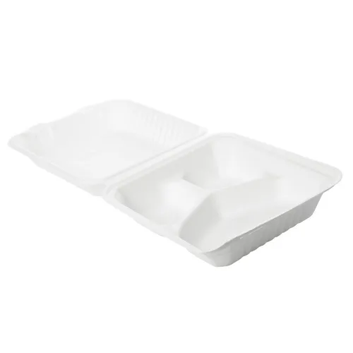 Duni Bagasse Menüboxen 3geteilt weiß – 50 Stück - Praktische 3-geteilte Menüboxen aus nachhaltigem Material, ideal für Take-Away und Catering. Perfekt für einen umweltbewussten Einsatz.