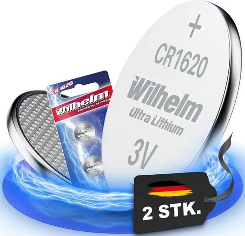 CR1620 WILHELM Lithium Knopfzelle 3V 70mAh ø16x2,0mm Batterie DL1620, 6620 2 x
