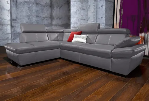 exxpo - sofa fashion Ecksofa Salerno, Funktionssofa, hoher Sitzkomfort, Breite 268cm, L-Form, inkl. Kopf- und Armteilverstellung, wahlweise mit Bettfunktion