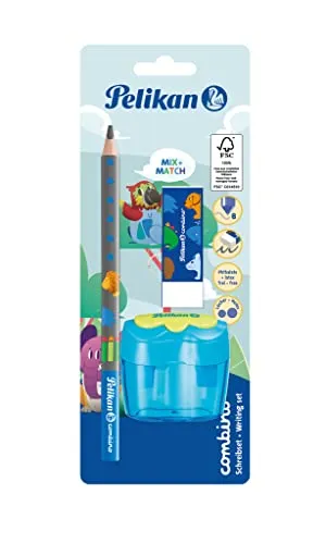 Pelikan combino® Set mit Schreiblernbleistift, Radiergummi und Anspitzer, blau