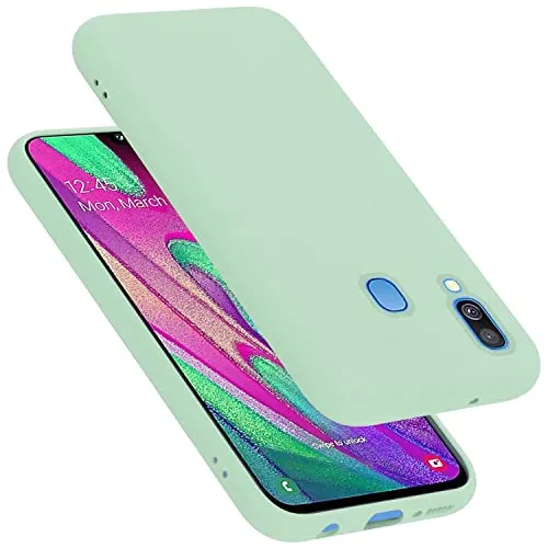 Cadorabo Hülle kompatibel mit Samsung Galaxy A40 Hülle Silikon Handyhülle für Galaxy A40 Case aus flüssigem Silikon- Kratzfeste und stoßfeste dünne TPU Schutzhülle - Liquid HELL GRÜN