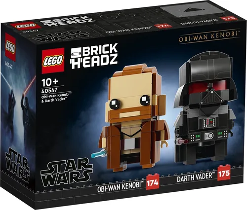 LEGO 40547 Brickheadz Obi-Wan Kenobi & Darth Vader - LEGO BrickHeadz Set mit 260 Teilen, ideal für Star Wars Fans ab 10 Jahren, inklusive detailreicher Figuren von Obi-Wan Kenobi und Darth Vader mit Lichtschwertern.