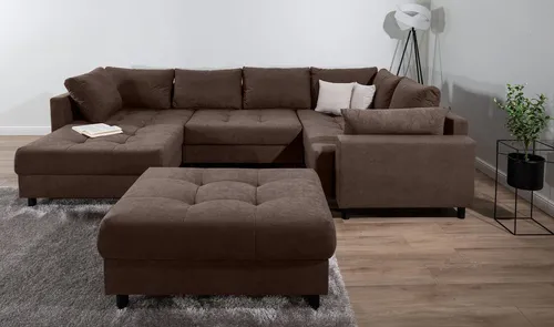 Wohnlandschaft COLLECTION AB "Toni U-Form, B: 298 cm", braun – Stilvoll und Bequem - Entdecken Sie die großzügige Wohnlandschaft in U-Form mit straffer Polsterung und 8 Rückenkissen. Ideal für gesellige Abende! Maße: B: 298 cm, H: 44 cm, T: 203 cm.