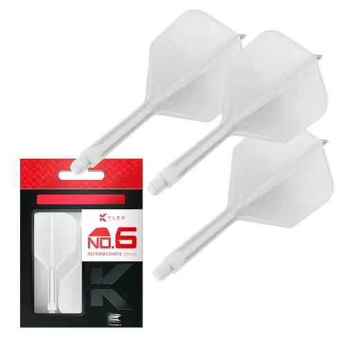 Target Darts K Flex Integrated Dart Flights and Shafts, Nr. 6 Weiß (Intermediate) | 3er Pack K-Flex - No6, Kflex All In One Moulded Dart Flight & Stem | Professionelles Dart Zubehör
