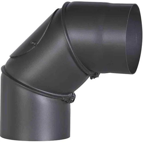 Firefix R150/B Ofenrohrbogen - Ofenrohrbogen 90°, Ø150mm, schwarz, verstellbar mit Tür für einfachen Zugang und Reinigung, ideal für Aschesauger