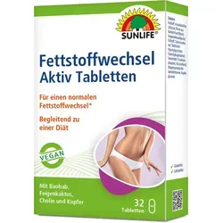 Sunlife Fettstoffwechsel Aktiv Tabletten 32 Stück - Nahrungsergänzungsmittel zur Unterstützung des Fettstoffwechsels mit Baobab-Extrakt und Kaktusfeige, ideal für Fitnessziele und einen gesunden Lebensstil.