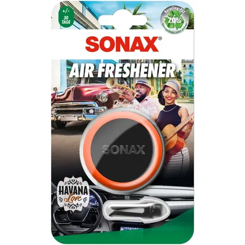 SONAX Air Freshener Havana Love - Karibisch fruchtiger Duft für Ihr Auto. Hochwertige Parfümöle sorgen für langanhaltenden Frischegenuss. Einfach am Lüftungsschlitz zu befestigen. Ideal für eine angenehme Atmosphäre unterwegs.