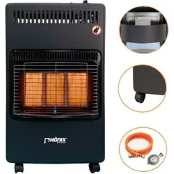 Phönix Keramik Gasheizung 4,2KW Heizstrahler Katalytofen Gasstrahler Gasheizofen ODS faltbar - Schwarz