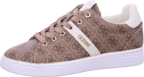 GUESS Britz FLFBTZFAL12BEIGE Damen Sneakers - 38 EU - Bequeme Damen Sneakers aus leichtem, synthetischem Material. Rutschfeste Gummisohle für sicheren Halt und herausnehmbare Innensohle für einfache Pflege. Ideal für jeden Tag und nachhaltig aus recycelten Materialien gefertigt.