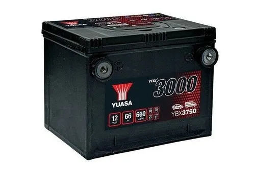YUASA YBX3000 - SMF 12V 66Ah 660A Starterbatterie - Autobatterie mit 66Ah und 660A Kälteprüfstrom, ideal für DODGE, CHRYSLER und CHEVROLET Modelle. Hohe Zuverlässigkeit mit bis zu 30.000 Starts.