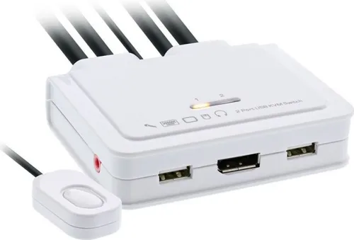 InLine KVM-Audio-USB-Switch 2 x KVM/Audio/USB - KVM Switch für 1 lokalen Benutzer, ermöglicht die einfache Steuerung mehrerer PCs mit nur einem Satz Peripheriegeräte, ideal für Home Office und effizientes Arbeiten.