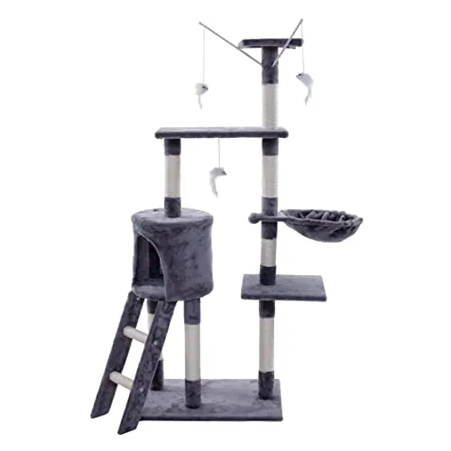 ESTEXO Katzenkratzbaum 138 cm - Spielbaum für Katzen - Aktivitätskratzbäume mit 4 Liegeflächen und stabiler Holz-Bodenplatte. Ideal zum Klettern und Spielen, inklusive Katzenspielzeug für extra Spaß.