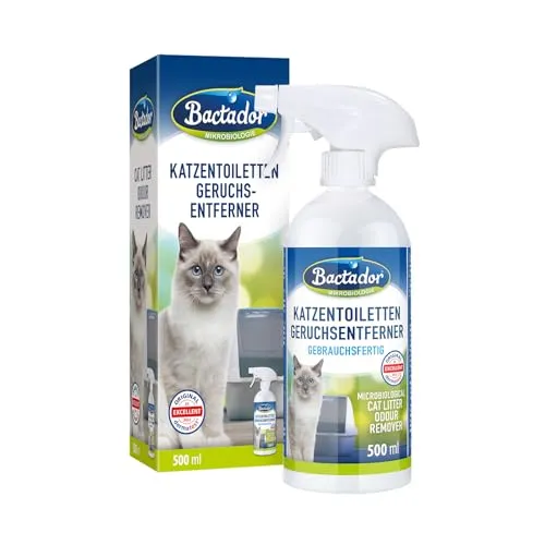 Bactador Enzymreiniger für Katzentoiletten – 500 ml - Effektiver Geruchsentferner für Katzentoiletten, bekämpft Katzenurin und -gerüche durch Enzyme. Nachhaltige, gebrauchsfertige Lösung mit frischem Duft, ideal für eine saubere Umgebung.