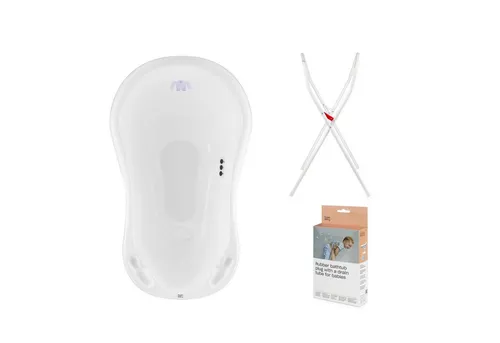 Hylat Baby Badewanne mit Thermometer und Ständer - Badewanne für Babys mit ergonomischem Design und rückenfreundlicher Höhe, inklusive Temperaturanzeige und Antirutschboden für ein sicheres Badeerlebnis.