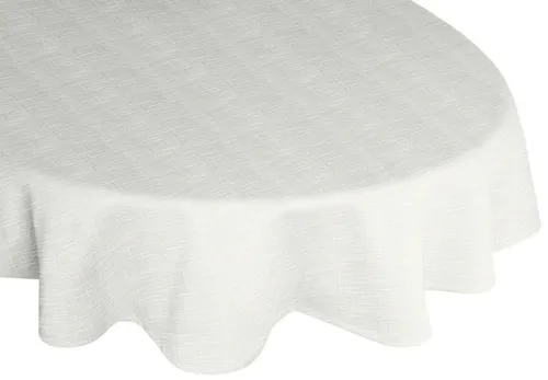 Wirth Tischdecke WIESSEE - Oval Weiß - Elegante Tischdecke in ovaler Form, aus hochwertigem Baumwoll-Leinen-Mix, ideal für stilvolle Anlässe. Pflegeleicht bei 30°C Schonwäsche.