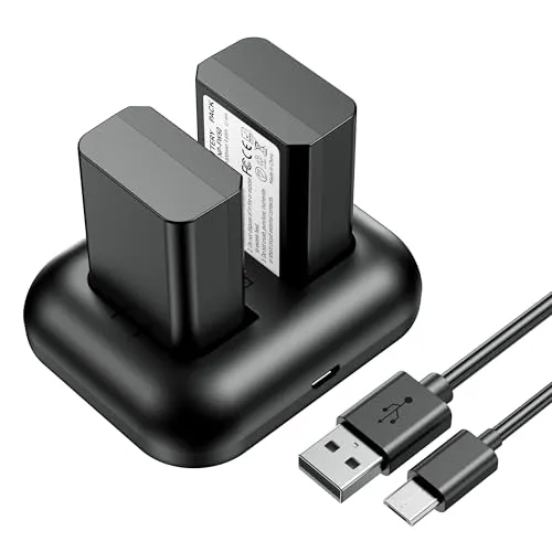 ENEGON NP-FW50 Akku 1300mAh und Dual USB Ladegerät Kit für Sony ZV-E10 A6000, A6500, A6300, A6400, A7, A7II, A7RII, A7SII, A7S, A7S2, A7R, A7R2, A55, A5100, A5000,A3000, A55,RX10