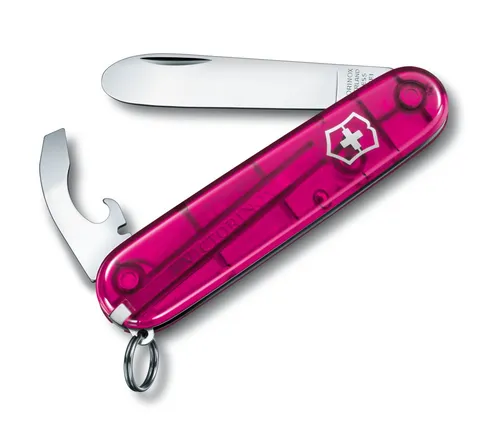 Victorinox Kindertaschenmesser "My First Victorinox" mit 8 Funktionen - Taschenmesser für Kinder in transparent pink, ideal für kleine Entdecker und sichere Anwendung.