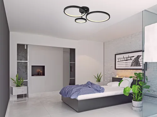 meineWunschleuchte LED Deckenleuchte mit Dimmfunktion – 71cm, Warmweiß - Moderne LED Deckenleuchte mit 3 schwenkbaren Ringen, ideal für individuelle Beleuchtung. Die 27,5 Watt starke Lampe bietet 3-stufige Dimmfunktion für optimale Lichtanpassung in Wohnräumen.