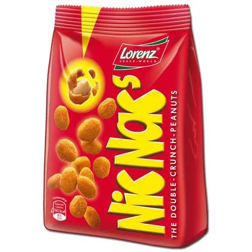 Lorenz Nic Nacs 110g - Knabberartikel für jeden Snack-Liebhaber - Nüsse & Nussmischungen - Knusprige Erdnüsse in einer unwiderstehlichen Mischung, perfekt für den kleinen Hunger zwischendurch.