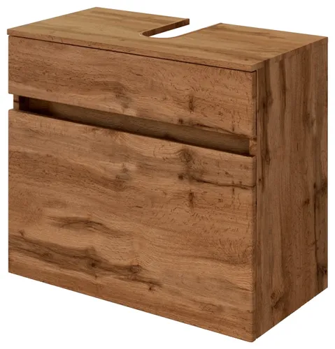 Waschbeckenunterschrank WELLTIME "Baabe", Eiche - 60cm - Badmöbel mit modernem Design, bietet optimalen Stauraum mit 1 Auszug und ist einfach hängend zu montieren. Ideal für eine stilvolle Badezimmergestaltung.