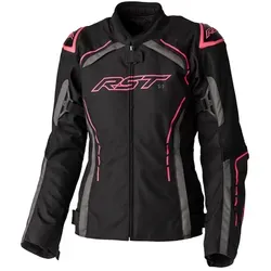 RST S-1 Damen Motorrad Textiljacke, schwarz-pink, Größe L - Motorradjacke aus MaxTex mit herausnehmbarem Thermofutter und wasserdichter SinAqua Membrane – ideal für sicheres Fahren bei jedem Wetter.