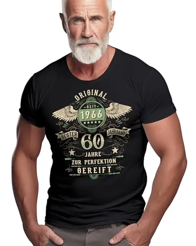 Herren T-Shirt zum 60. Geburtstag: Original Jahrgang 1965 - T-Shirts für Herren, ideal als Geschenk zum 60. Geburtstag mit waschbeständigem Siebdruck und ÖKO-TEX100 Zertifizierung, bedruckt in Deutschland.
