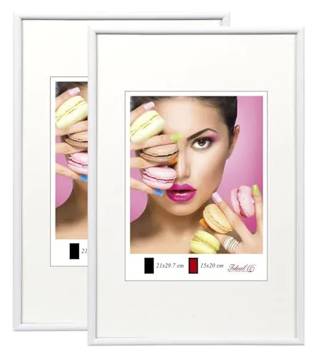 IDEAL TREND 2er 3er 5er Pack Photo Style Set Bilderrahmen Wanddeko Collage Poster Kunststoff Rahmen: Farbe: 2er Pack Weiß | Format: 13x18