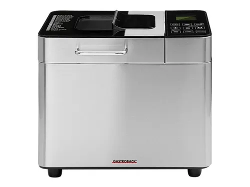 Gastroback Brotbackautomat Advanced 42823 - 18 Programme, automatisches Zutatenfach für Nüsse und Früchte, bis 1000g Brot, Edelstahl, silber