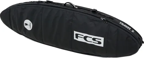 FCS TRAVEL 2 ALL PURPOSE Surfcover 2025 - schwarz/grau 6,3 Fuß - Surf Bags und Zubehör mit 10mm Doppeldichte-Polsterung für maximalen Schutz und einem ergonomischen Schulterpolster für ultimativen Komfort beim Transport.