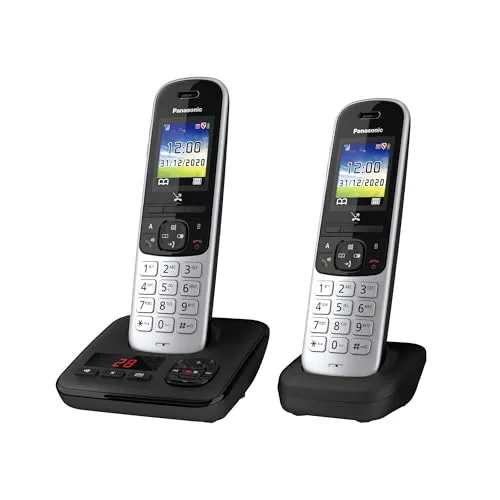 Panasonic KX-TGH722 Duo - Schnurloses DECT-Telefon mit Anrufbeantworter, 2 Mobilteile, 40 Minuten Aufnahmezeit und bis zu 840 Minuten Gesprächszeit