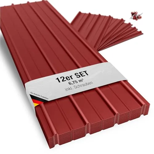 BRAVO Trapezblech SMART Cover Set H12 Plus - 12 Stück - Hochwertiges Trapezblech-Set aus verzinktem Stahl für vielseitige Bauprojekte. Mit 6,75 m² Materialfläche, witterungsbeständig und einfach zu montieren. Ideal für Carports, Schuppen und mehr.