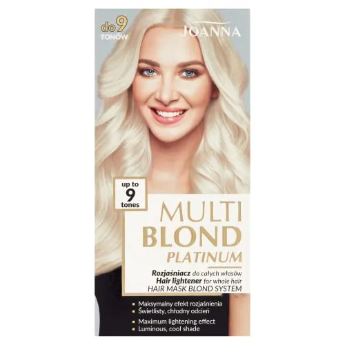 Joanna Multi Blond Platinum Aufheller für Gesamte Haar - Hellt das Haar um 9 Töne auf - Kühler Farbton - Schützt das Haar Während der Behandlung