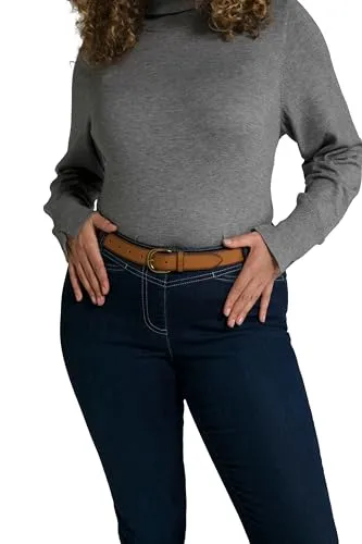 Ulla Popken Damen große Größen Übergrößen Plus Size Leder-Gürtel, echtes Leder, Wechselschnalle, Länge bis 155 cm marone 135 801998330-135