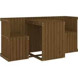 vidaXL Balkonmöbel Set 2-Sitzer - Elegantes Bistroset aus massivem Kiefernholz - Bistrosets für die Terrasse, robust und langlebig mit Latten-Design, das Wasseransammlungen verhindert und für eine rustikale Optik sorgt.