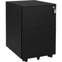 Rollcontainer mit Schubladen - OFC60BK, Schwarz - Rollcontainer & -wagen mit 3 Schubladen, mobil und platzsparend - ideal für ein organisiertes Büro!
