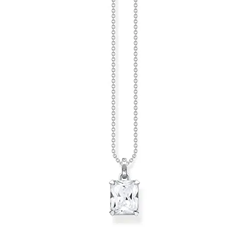THOMAS SABO Kette weißer Stein aus recyceltem 925 Silber - Elegante Collier aus recyceltem 925er Silber, vielseitig kombinierbar und das perfekte Geschenk für jeden Anlass.
