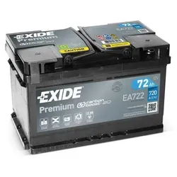 Exide EA722 Premium Carbon Boost 72Ah Autobatterie - Autobatterie mit 72Ah Kapazität und 720A Kaltstartstrom, wartungsfrei und ideal für leistungsstarke Fahrzeuge.