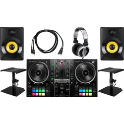 Hercules DJ Control Inpulse 500 Deluxe Set - DJ-Controller für Einsteiger mit großem 14 cm Jogwheel und Intelligent Music Assistant. Sparset inklusive Lautsprecher, Tischstative, Kopfhörer und Cinch Kabel.