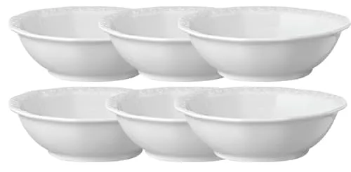 Rosenthal Geschirr-Set Maria Weiss Müslischalenset 17 cm 6tlg. - Elegantes 6-teiliges Müslischalenset aus hochwertigem Porzellan in strahlendem Weiß, perfekt für stilvolle Tischdekorationen.