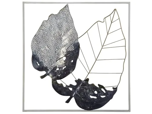 Beliani Elegante Wanddekoration Blattform Rhenium in Schwarz/Grau/Gold - Stilvolle Wanddeko aus hochwertigem Metall in eleganten Farben. Perfekt für verschiedene Einrichtungsstile und leicht aufzuhängen. Verleiht jedem Raum einen besonderen Akzent.