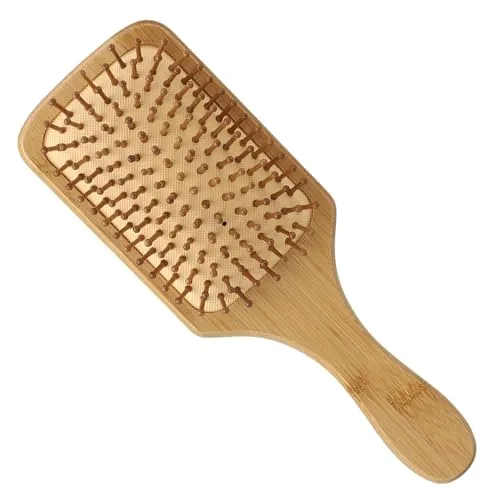 Haarbürste Bambus-Haarbürste für Locken, Quadratische Holz-Kämmung, Anti-Frizz, Entwirren und Verbesserung der Haartextur, geeignet für Männer, Frauen und Kinder