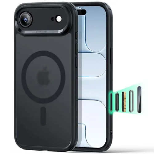 ESR für iPhone Air Hülle mit Kamerasteuerung Capture Button, Kompatibel mit Magsafe, Magnetische Handyhülle für iPhone 17 Air Case, Zertifizierter Militärschutz Starke Stoßfest, Mattschwarz