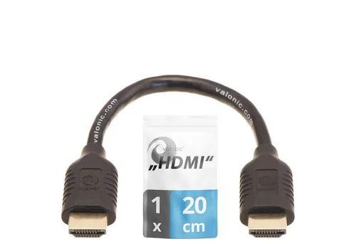 valonic valonic HDMI Kabel, 20cm kurz, Full HD, Ethernet HDMI-Kabel, HDMI Typ A, HDMI Typ A (20 cm), 4k 0,2m kurzes HDMI Kabel für TV, PC, Laptop, Switch, Splitter